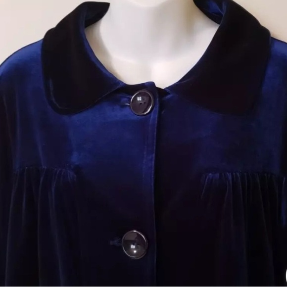 Vintage Velvet navy blue Jacket size XL evening wedding guest party event - Picture 5 of 12